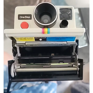 Polaroid One Step SX-70 White Land Camera Case w/Strap Rainbow Stripe Untested